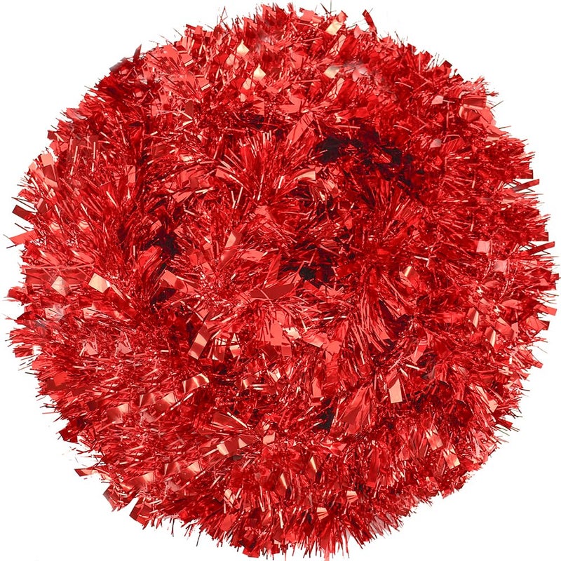 Yumatouch 32.8 Feet Red Christmas Tinsel Garland, Metallic Shiny Party Tinsel Garlands, Twist Hanging Decorations for Christmas Tree, Wedding, Birthday Party Supplies - Image 4